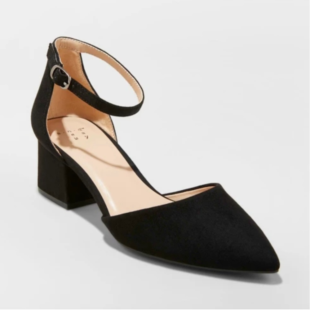 A NEW DAY Pointed Toe Block Heeled Pumps